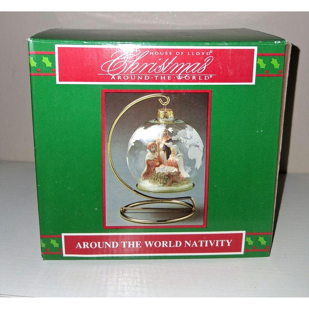 House of Lloyd Nativity Glass Globe Ornament Display 1993 Christmas Around the